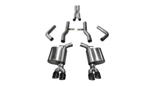 Dodge Challenger Performance Exhaust - Dual Rear Exit - CORSA Performance - Cat-Back Touring with 3.5in Black Tips - Black - `15-`23